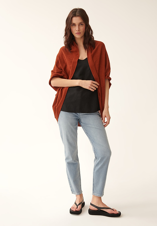 LADIES' LOOSE CARDIGAN WITHOUT BUTTONS FRU LADIES' LOOSE CARDIGAN WITHOUT BUTTONS FRU POMARAŃCZOWY 2