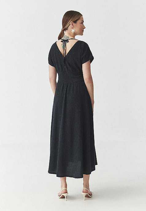 LONG DRESS WITH KIMONO SLEEVES — TABITA 2 NAVY BLUE 2