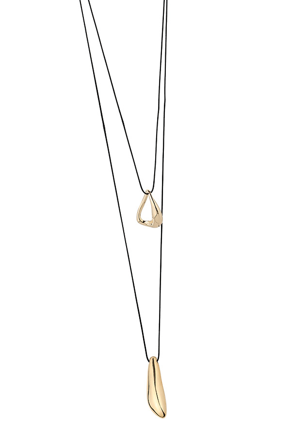LONG NECKLACE WITH DOUBLE PENDANT - JONES LONG NECKLACE WITH DOUBLE PENDANT - JONES GOLD 3