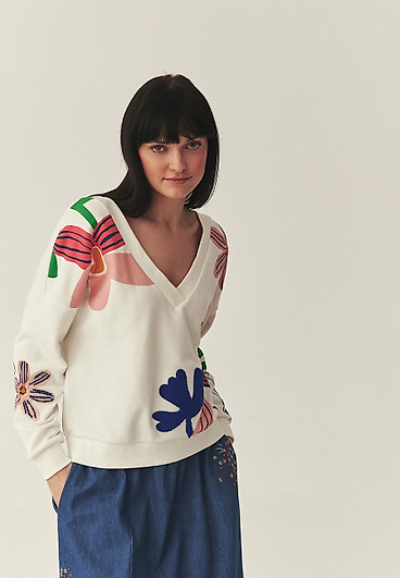 HAFTOWANA BLUZA Z BAWEŁNĄ - RISAF HAFTOWANA BLUZA Z BAWEŁNĄ - RISAF