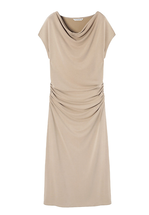 SIMPLE MIDI DRESS WITH MODAL - SELINI BEIGE 2