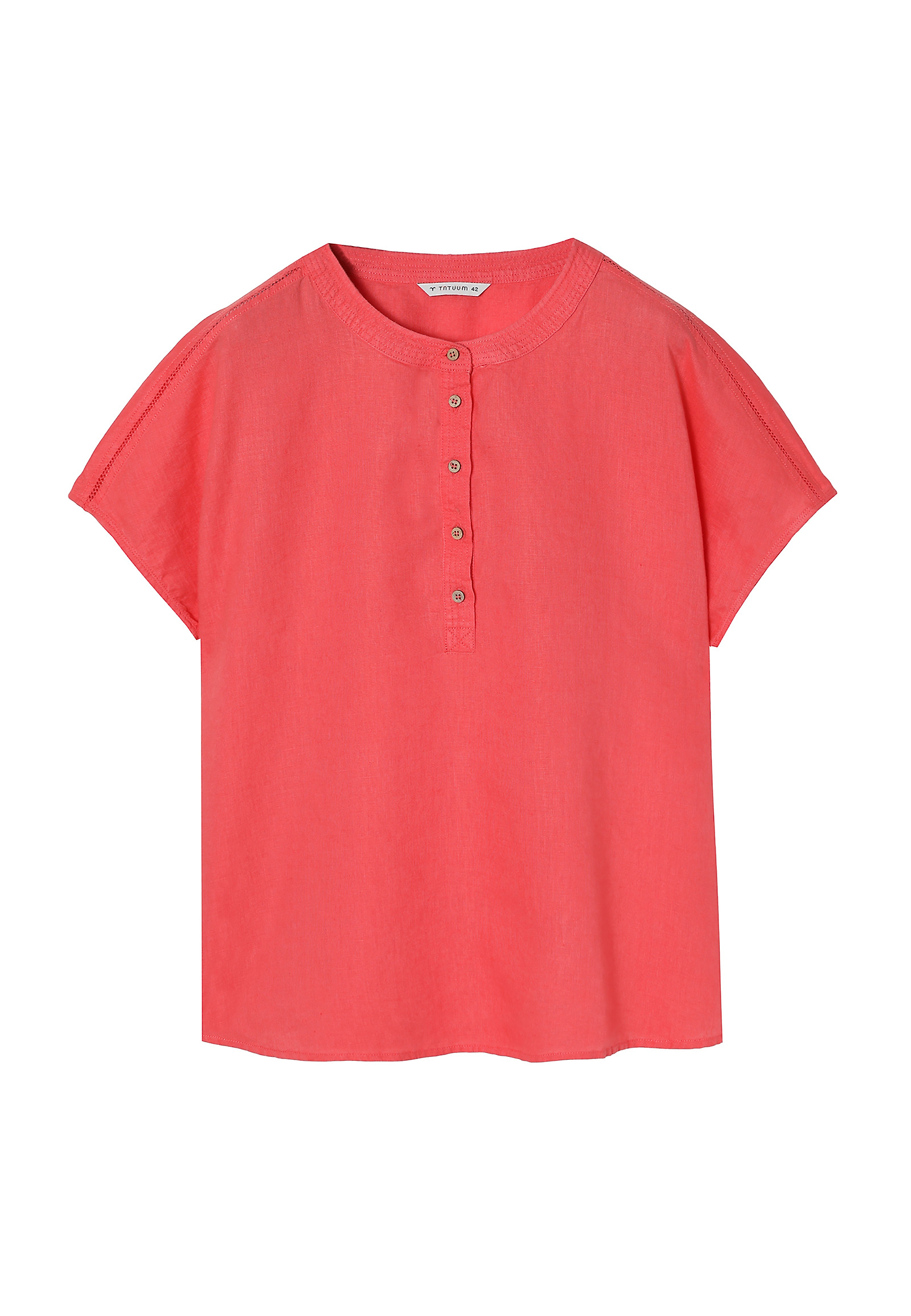 LANENA BLUZA S KOKOSOVIMI GUMBI - SARAKIMO LANENA BLUZA S KOKOSOVIMI GUMBI - SARAKIMO RDEČA 96761