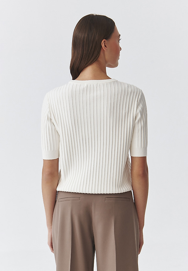 STYLISH LADIES' BLOUSE IN RIBBED YARN — BAZO STYLISH LADIES' BLOUSE IN RIBBED YARN — BAZO ECRU 3