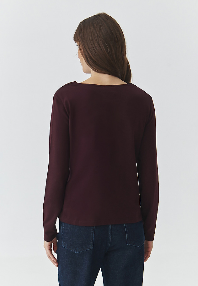 KNITTED BLOUSE WITH A WATERFALL NECKLINE — RITA KNITTED BLOUSE WITH A WATERFALL NECKLINE — RITA PURPLE 3
