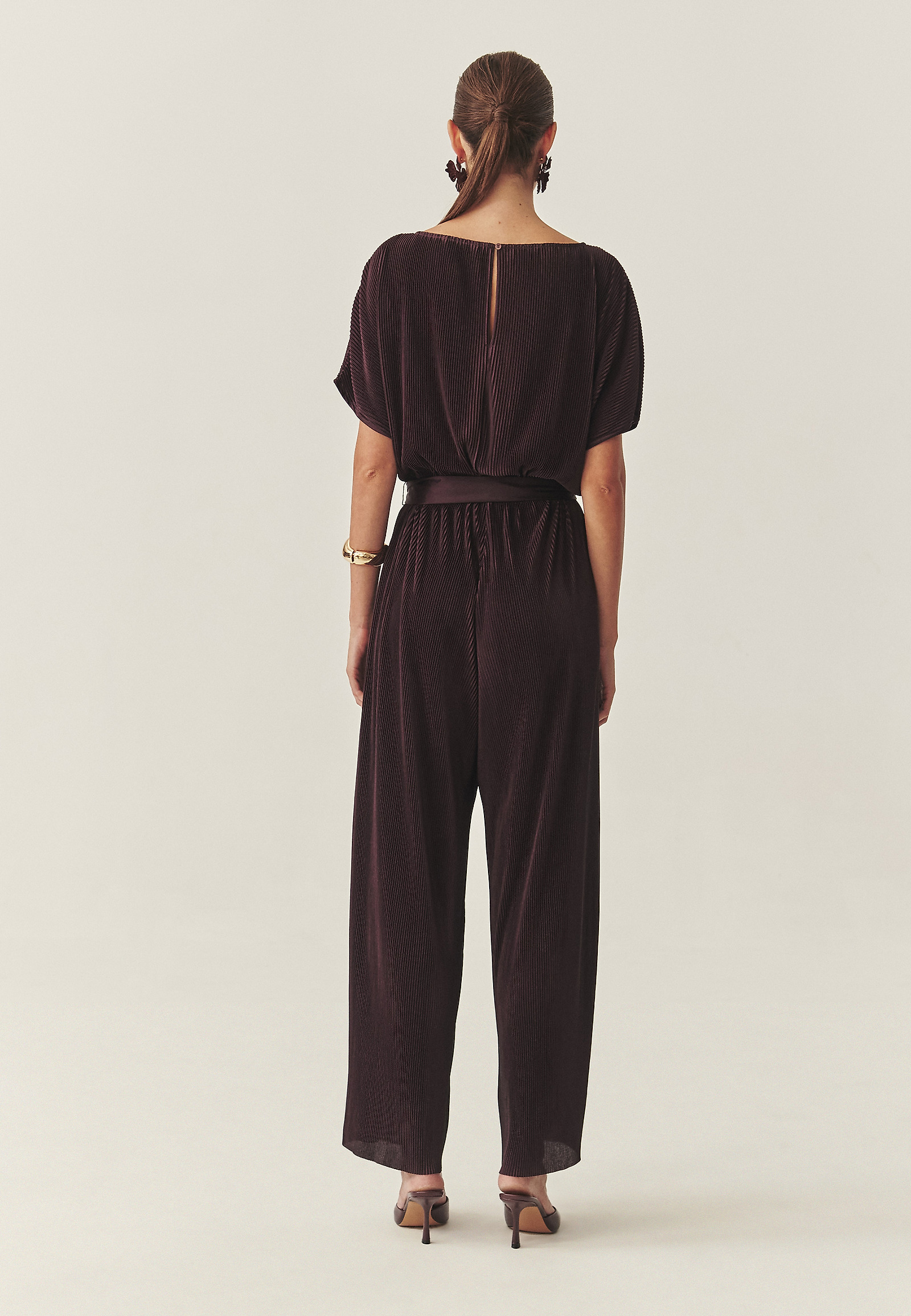 BURGUNDY WIDE-LEG JUMPSUIT - MILOUTI BURGUNDY WIDE-LEG JUMPSUIT - MILOUTI RED 118281