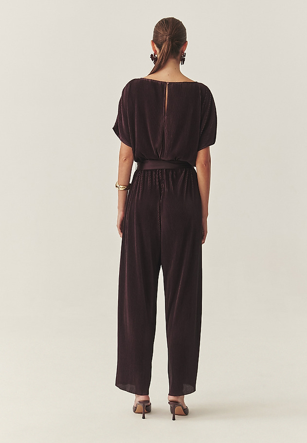 BURGUNDY WIDE-LEG JUMPSUIT - MILOUTI BURGUNDY WIDE-LEG JUMPSUIT - MILOUTI RED 4