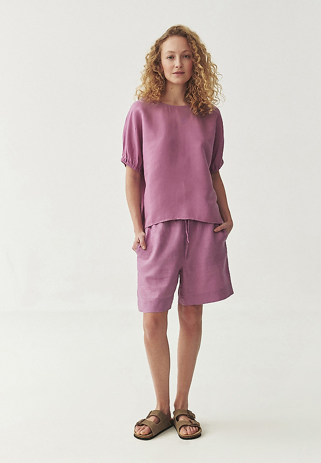 LINEN-VISCOSE BLOUSE - MALAGA LINEN-VISCOSE BLOUSE - MALAGA FIOLETOWY 5