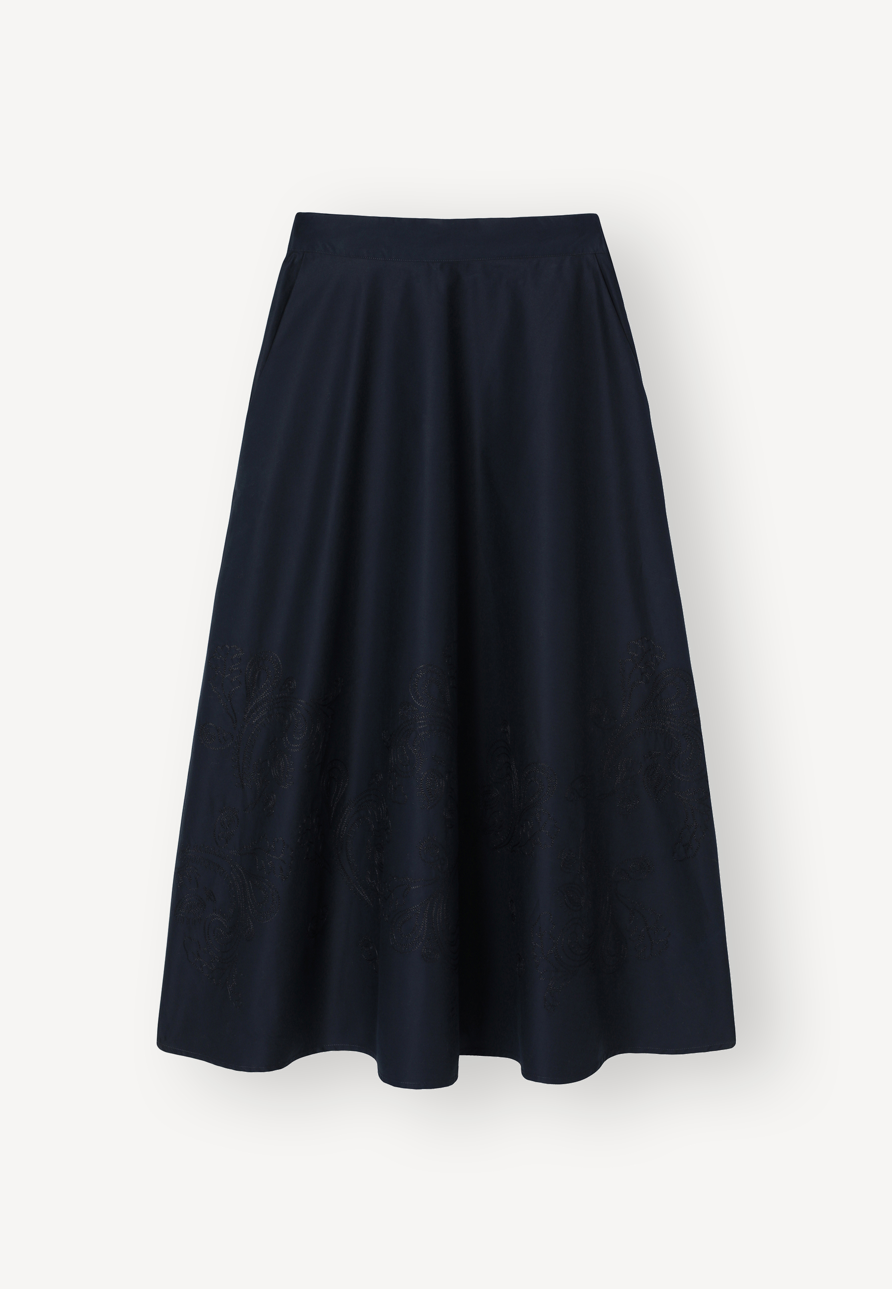 BAWEŁNIANA SPÓDNICA MIDI - MORA GRANATOWY 2