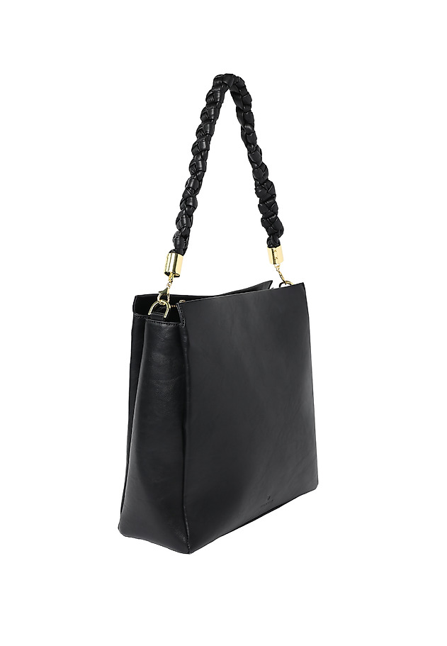 ROOMY SHOULDER BAG WITH DECORATIVE BELT — MOKKO ROOMY SHOULDER BAG WITH DECORATIVE BELT — MOKKO CZARNY 3