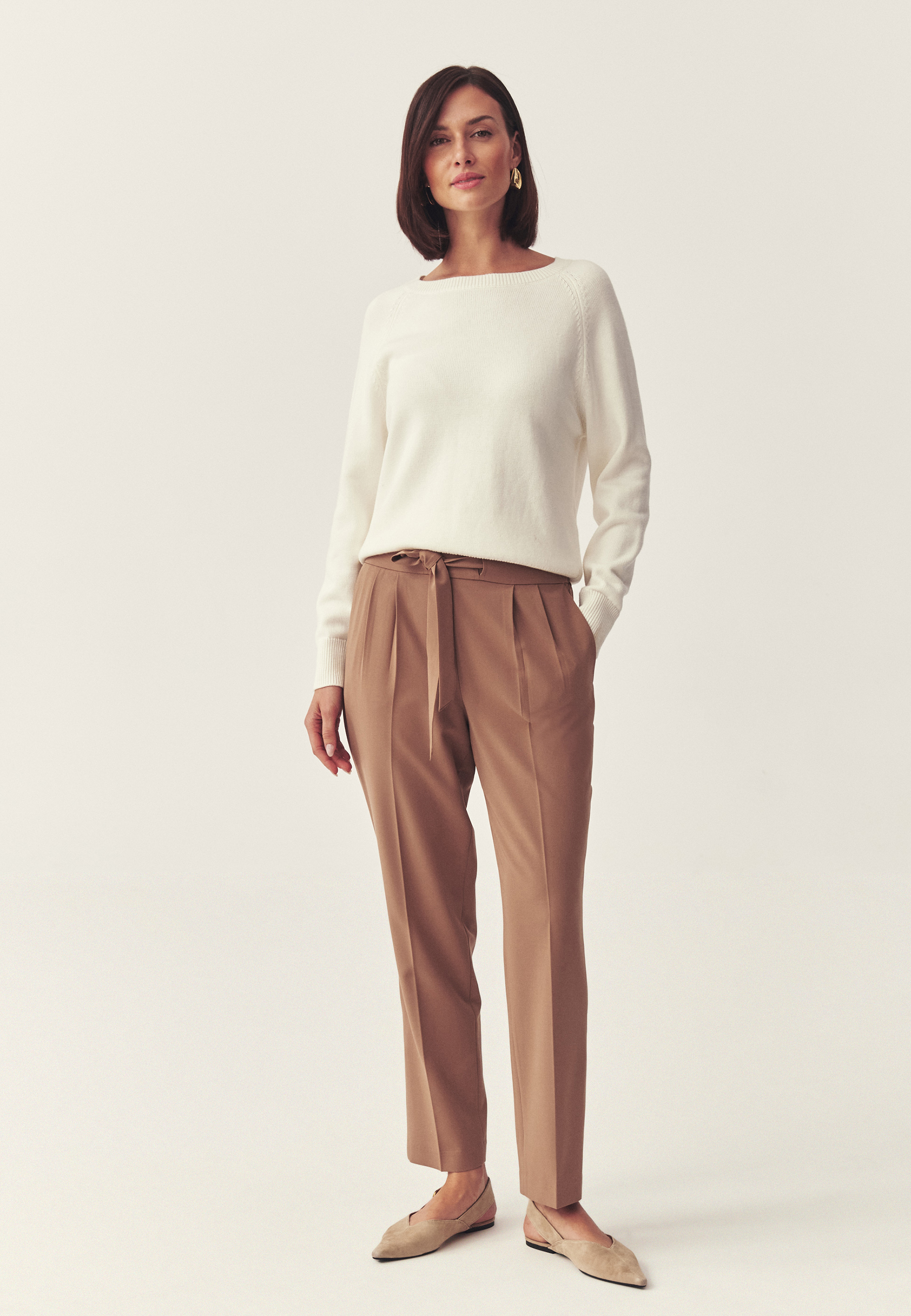 CASUALOWY SWETER Z BAWEŁNĄ - GALLA BIAŁY 2