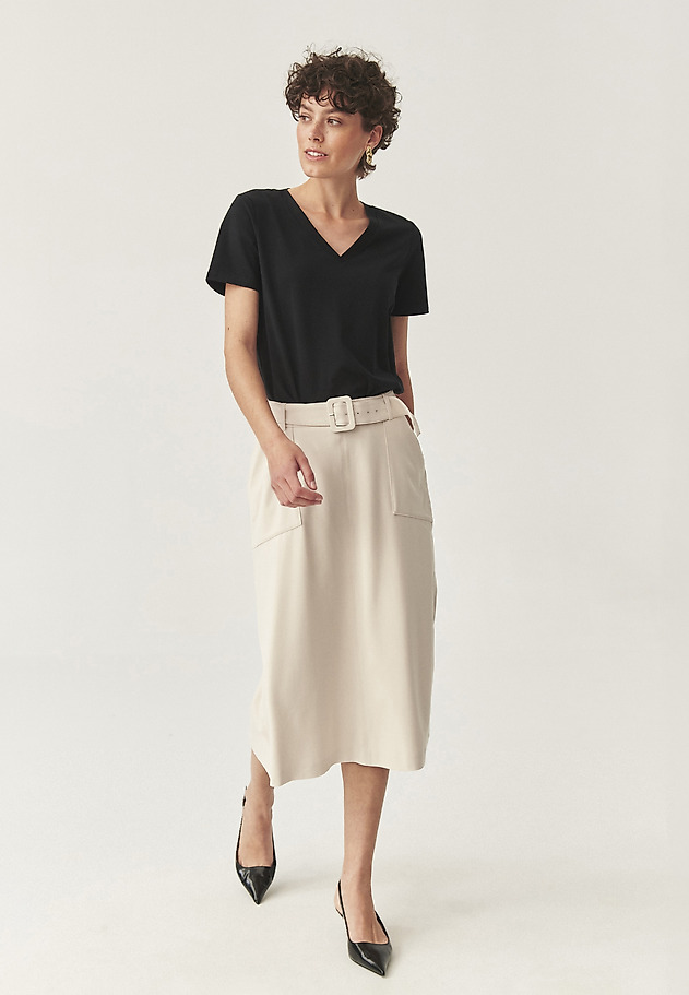 FUSTĂ MIDI CASUAL CU BRICHI - ORMITE FUSTĂ MIDI CASUAL CU BRICHI - ORMITE BEJ 1