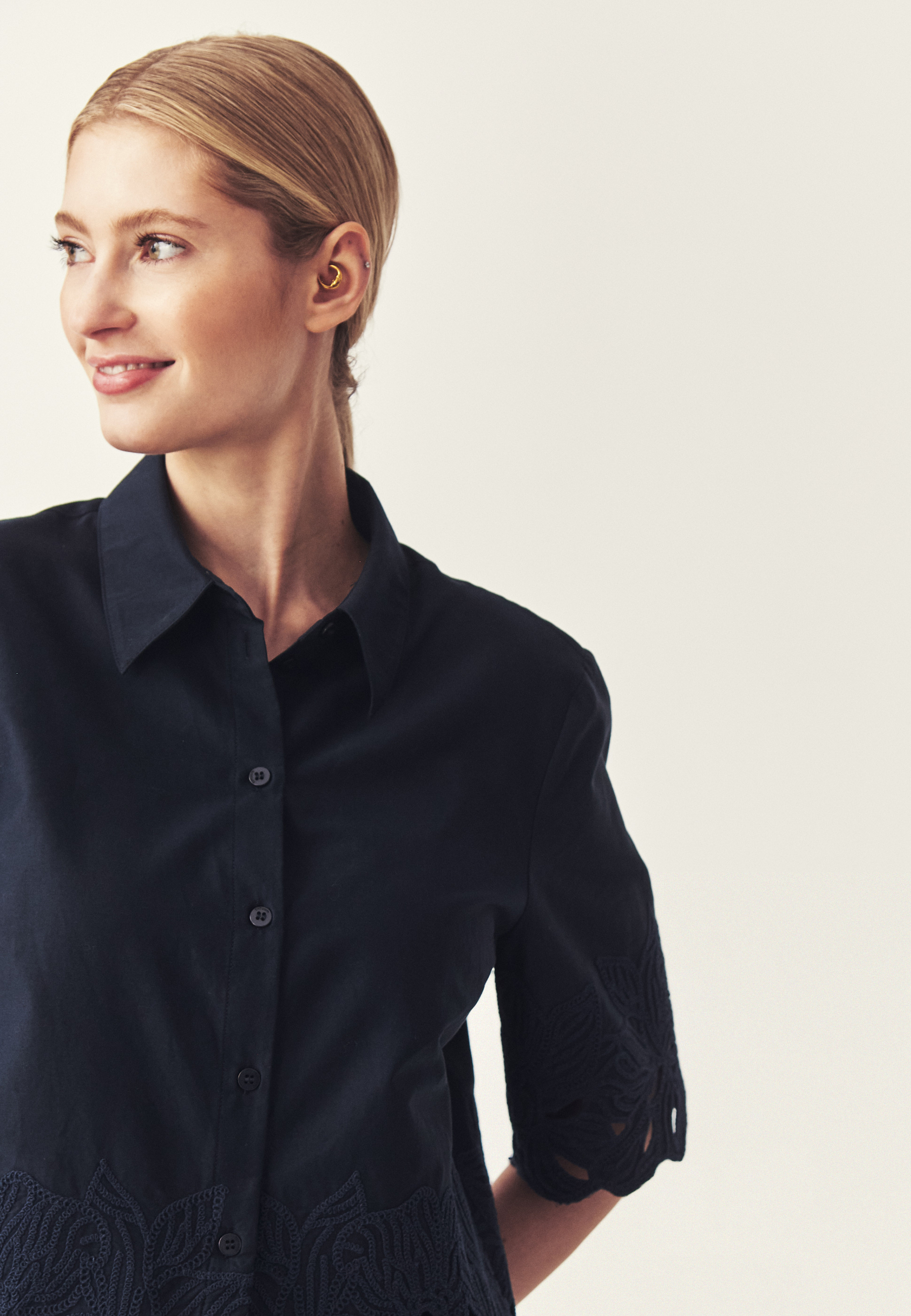 HAFTOWANA KOSZULA BAWEŁNIANA - KALISA GRANATOWY 2