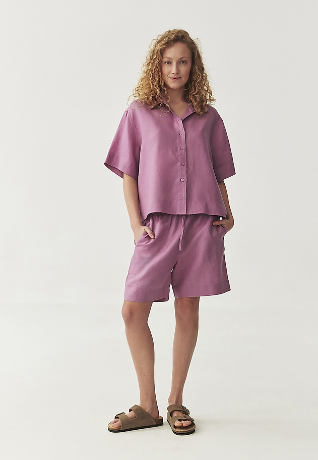 SHORT-SLEEVED LINEN SHIRT - SINES SHORT-SLEEVED LINEN SHIRT - SINES FIOLETOWY 6