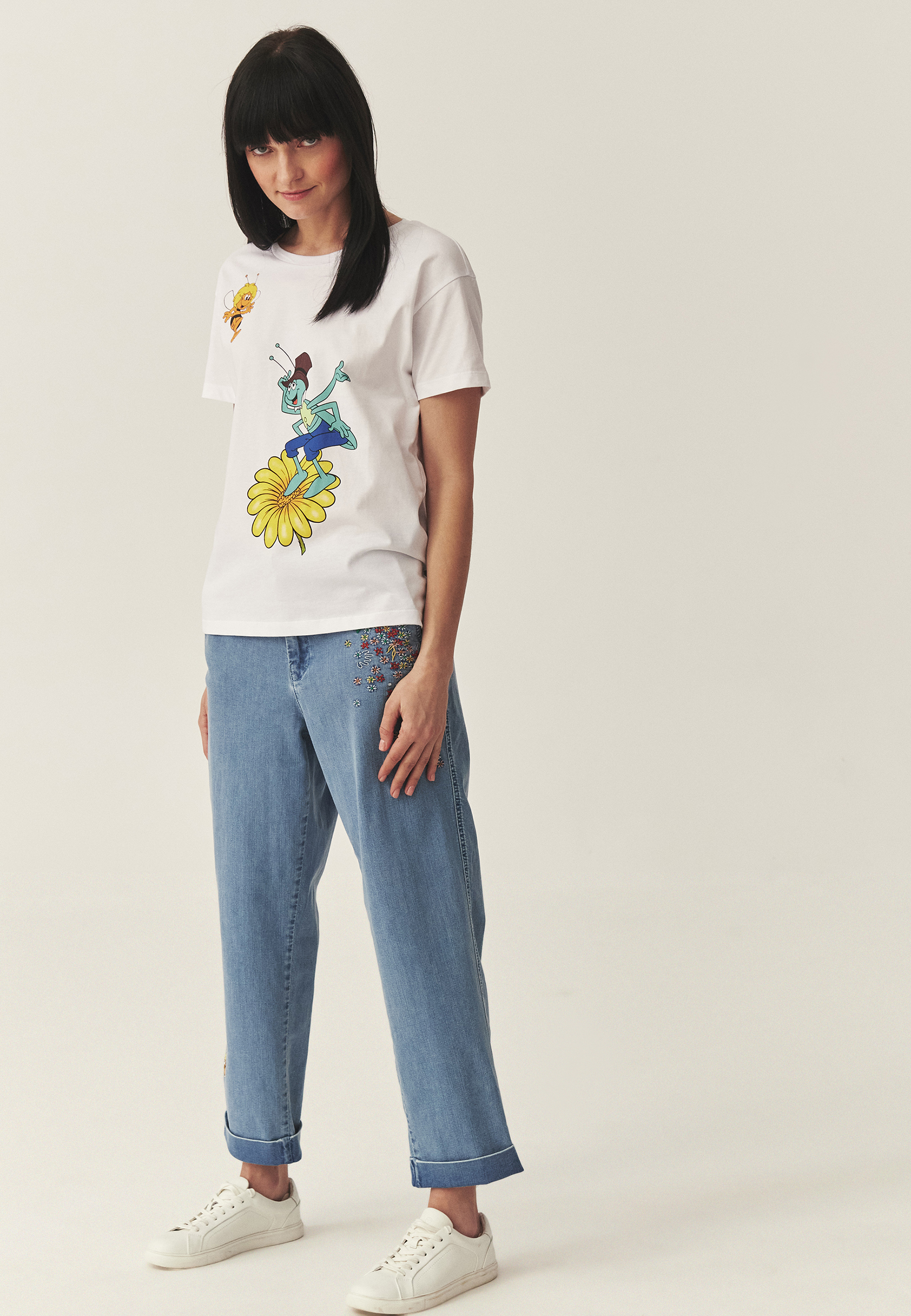 DENIMOWE SPODNIE Z MANKIETEM - SEREMIO