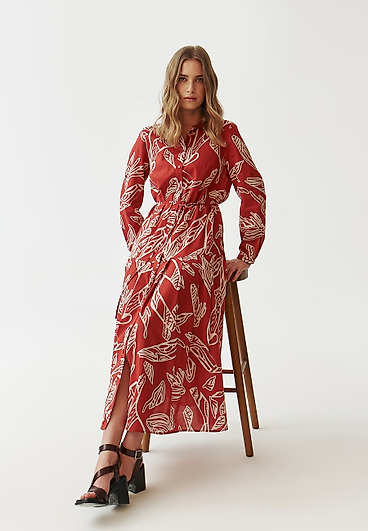 PATTERNED LADIES’ COTTON DRESS WITH A COLLAR - RUDIA PATTERNED LADIES’ COTTON DRESS WITH A COLLAR - RUDIA