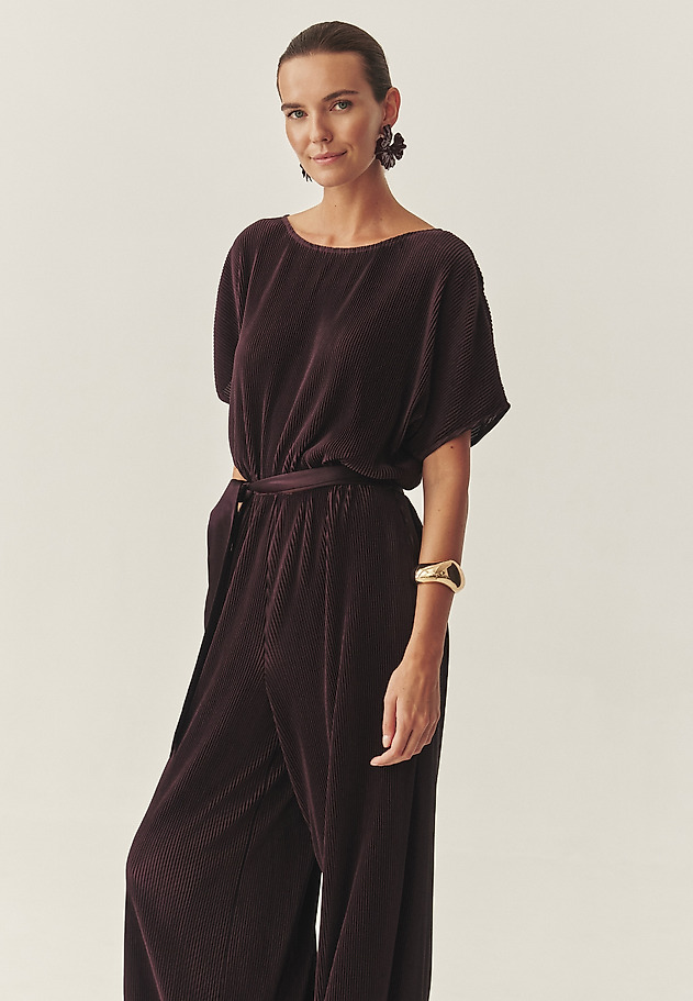 BURGUNDY WIDE-LEG JUMPSUIT - MILOUTI BURGUNDY WIDE-LEG JUMPSUIT - MILOUTI RED 3