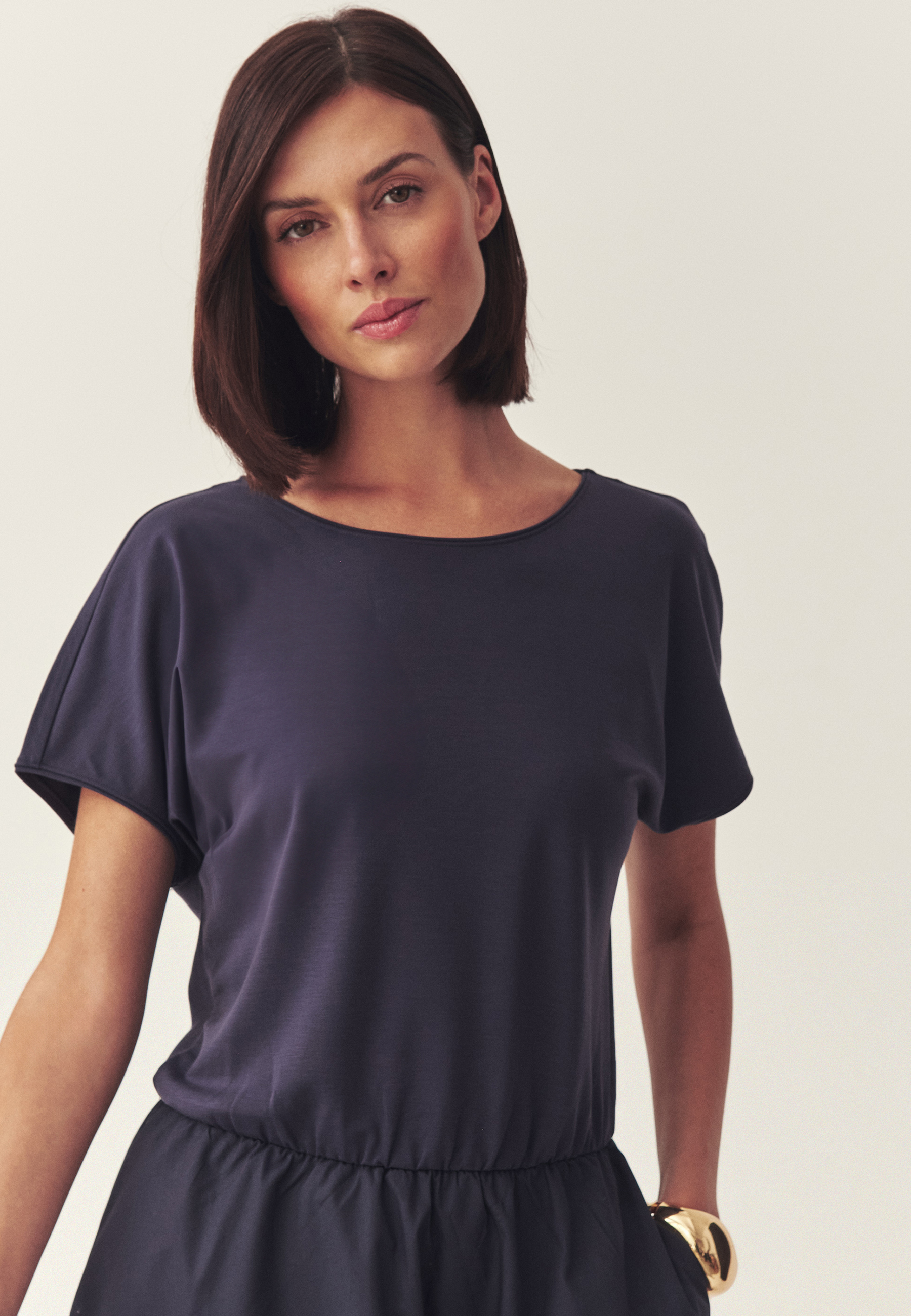 BALÓNOVÉ ŠATY Z KOMBINOVANÉHO MATERIÁLU – SELIJO