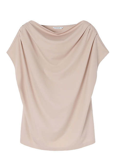 KNITTED BLOUSE WITH RUFFLED NECKLINE — MELISA BEIGE 2