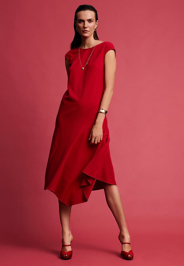ASYMMETRICAL MIDI DRESS MOCHI color RED ASYMMETRICAL MIDI DRESS MOCHI color RED