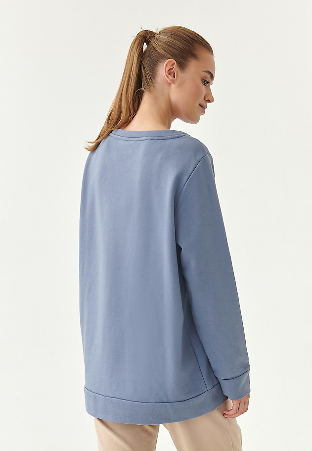 PROSTA BLUZA DAMSKA RIKAMI PROSTA BLUZA DAMSKA RIKAMI NIEBIESKI 2