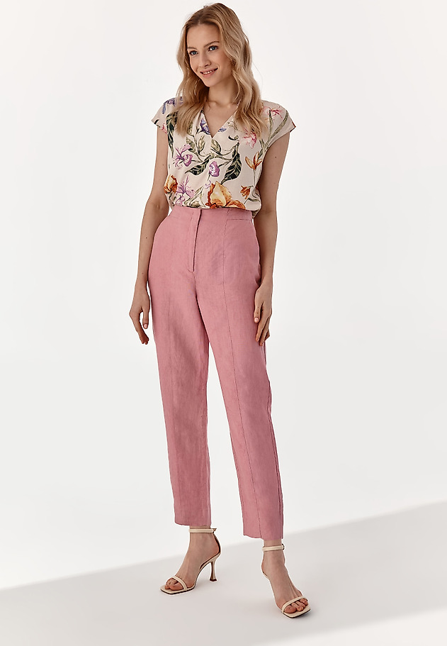 LADIES' LINEN TROUSERS FERA LADIES' LINEN TROUSERS FERA RÓŻOWY 1