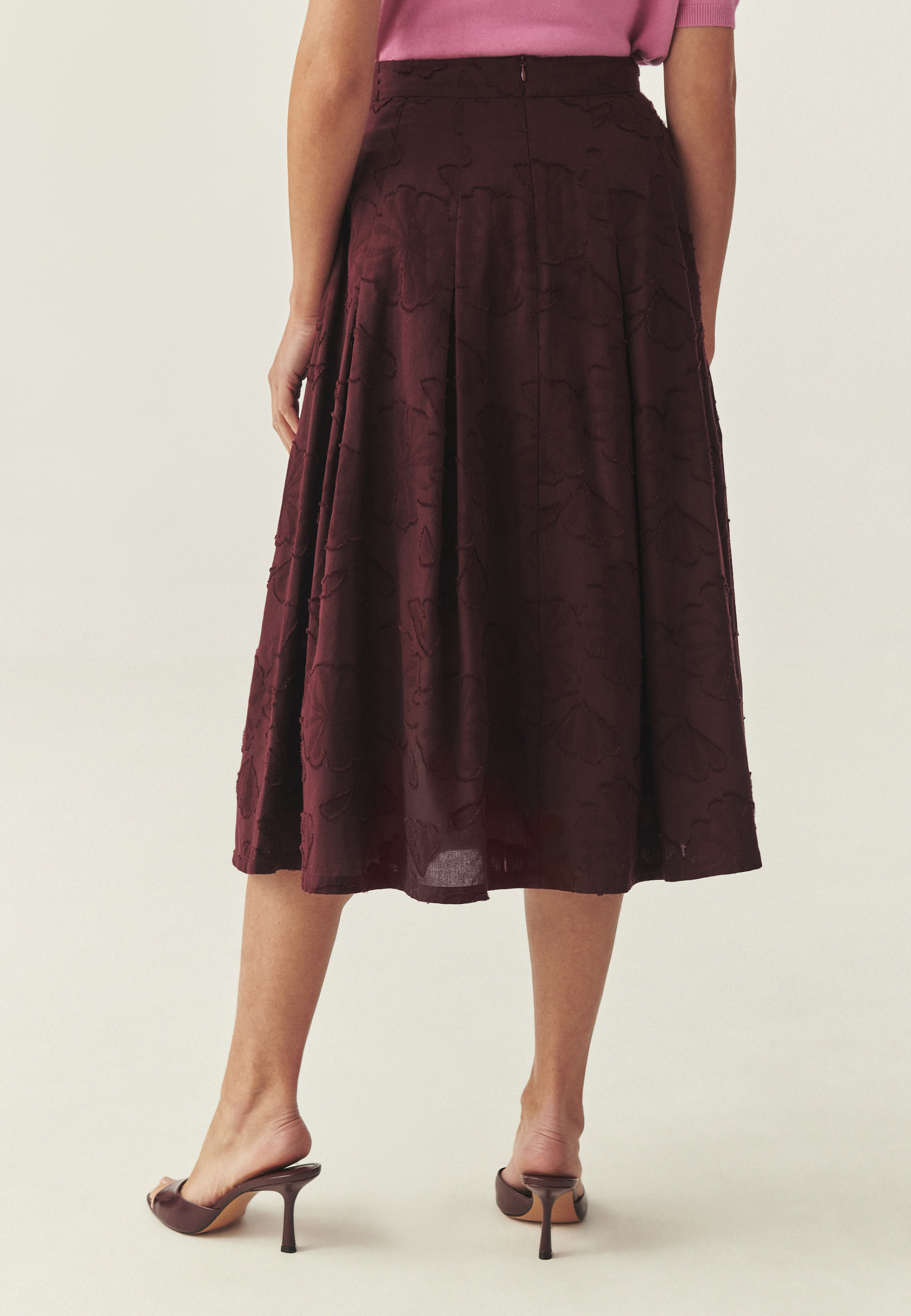 ROZKLOSZOWANA SPÓDNICA MIDI - TAFTIKO 2 CZERWONY 2