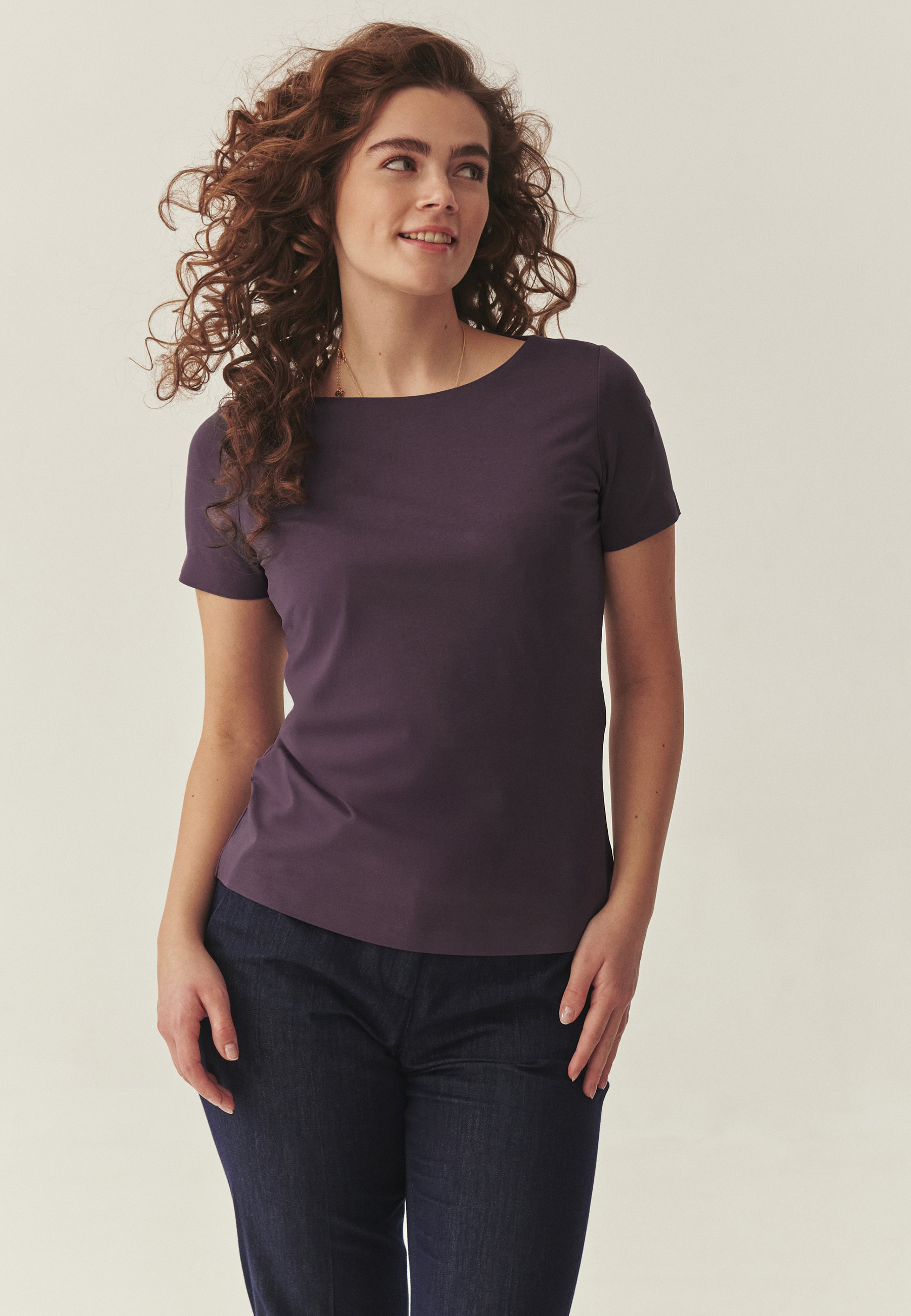 DOPASOWANA BLUZKA Z KLEJONYM WYKOŃCZENIEM - MIKAJA 3 FIOLETOWY 2
