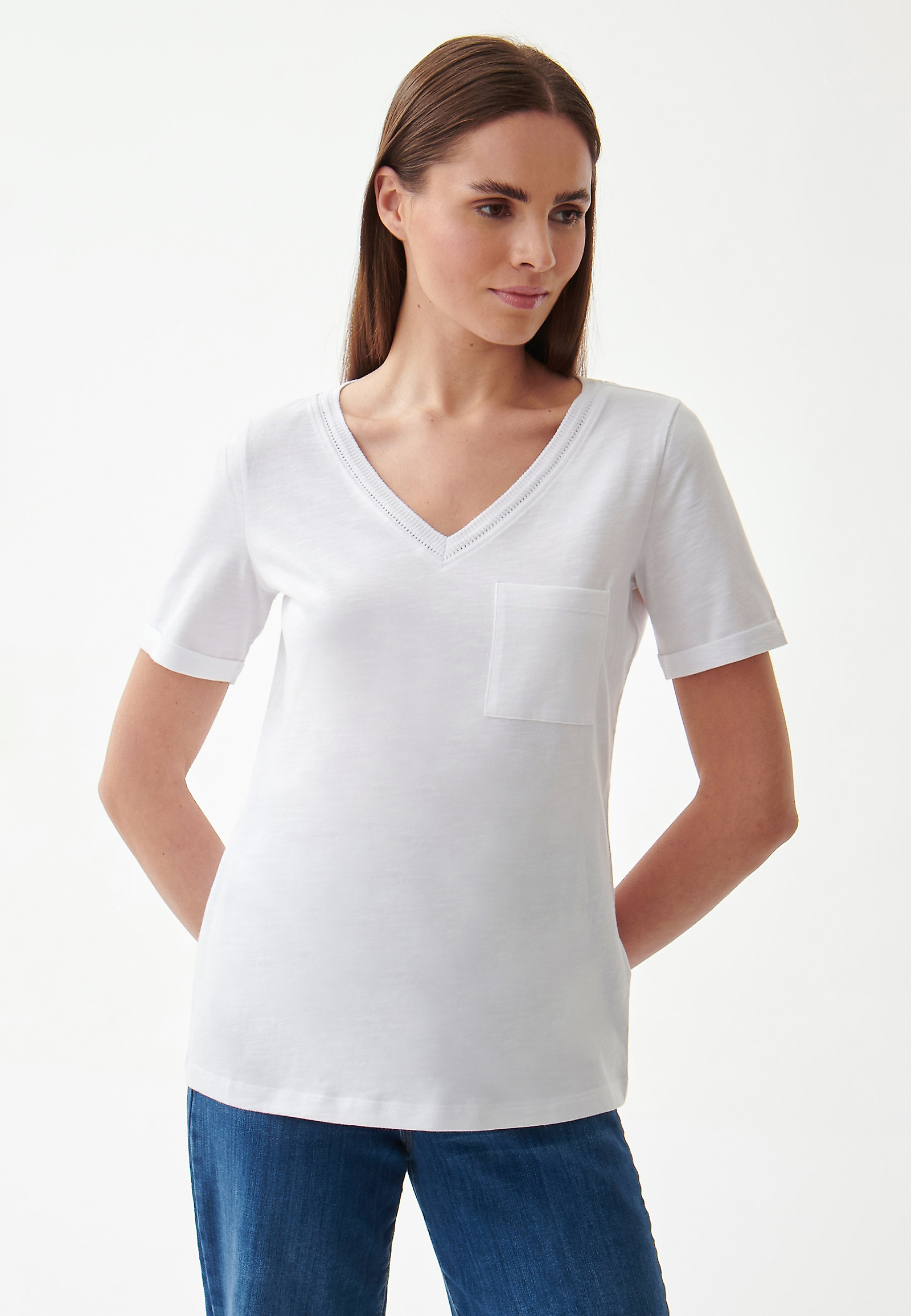 T-SHIRT DAMSKI Z KIESZONKĄ MIMI T-SHIRT DAMSKI Z KIESZONKĄ MIMI BIAŁY 88882