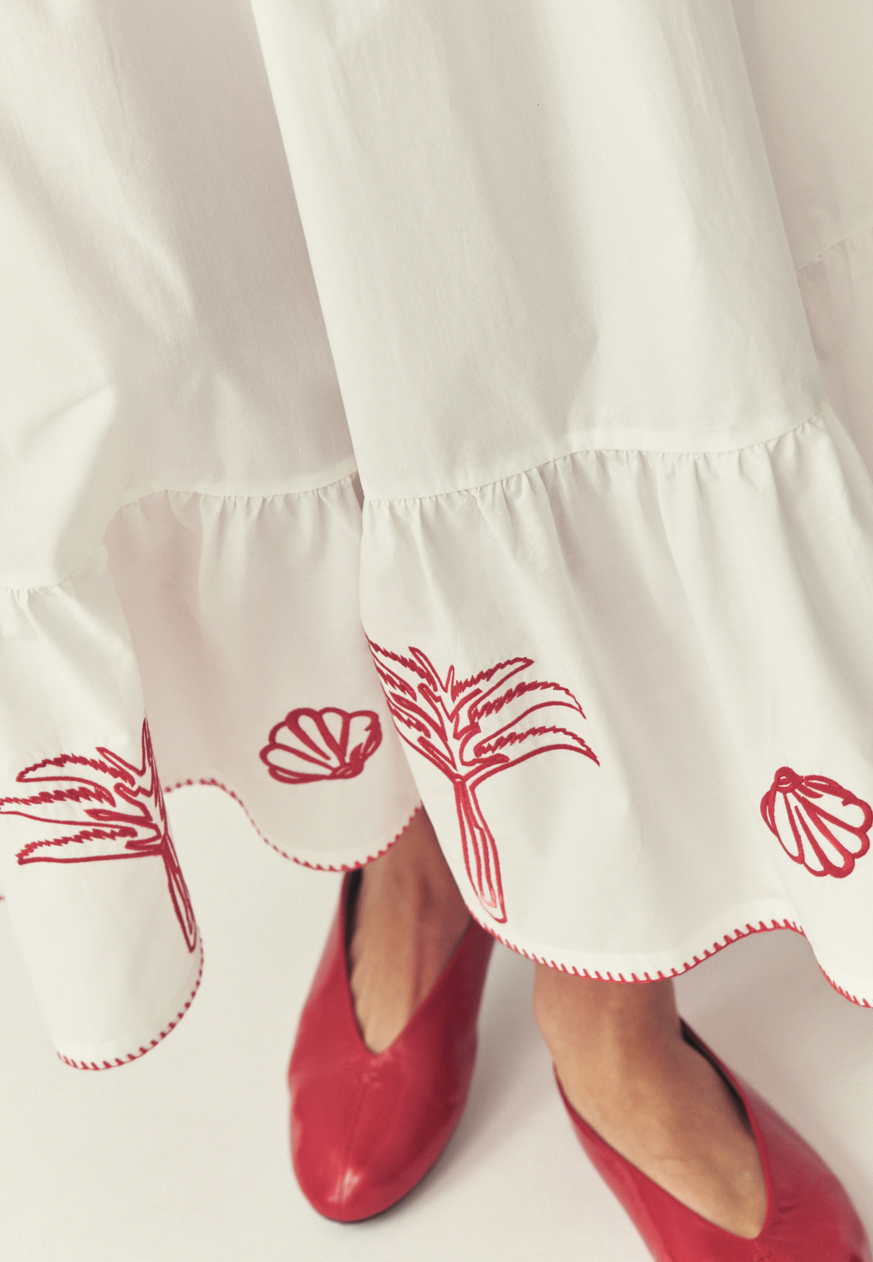 BAWEŁNIANA SPÓDNICA Z HAFTAMI - SISA ECRU 2