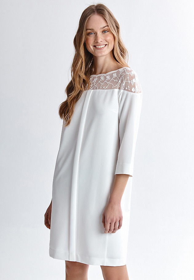 ELEGANCKA SUKIENKA Z HAFTEM - KARETA B ELEGANCKA SUKIENKA Z HAFTEM - KARETA B ECRU 3