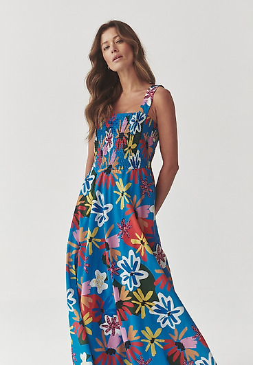 KVETOVANÉ TEXTILNÉ MAXI ŠATY NA RAMIENKA – MARKOZIA KVETOVANÉ TEXTILNÉ MAXI ŠATY NA RAMIENKA – MARKOZIA