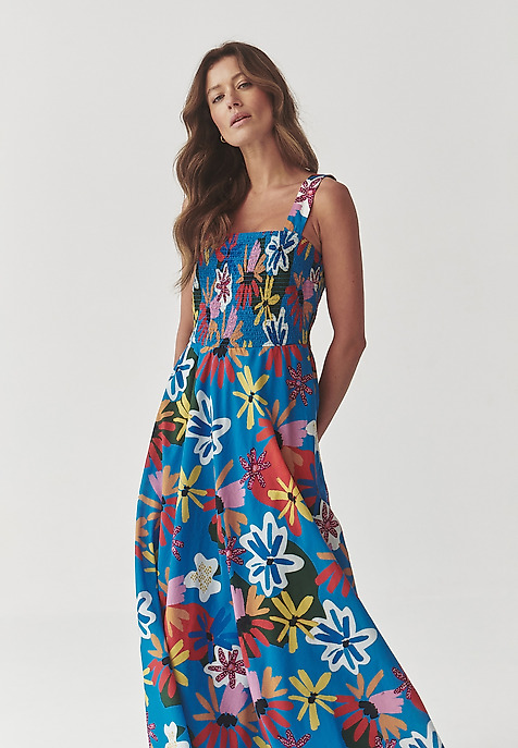 KVETOVANÉ TEXTILNÉ MAXI ŠATY NA RAMIENKA – MARKOZIA KVETOVANÉ TEXTILNÉ MAXI ŠATY NA RAMIENKA – MARKOZIA