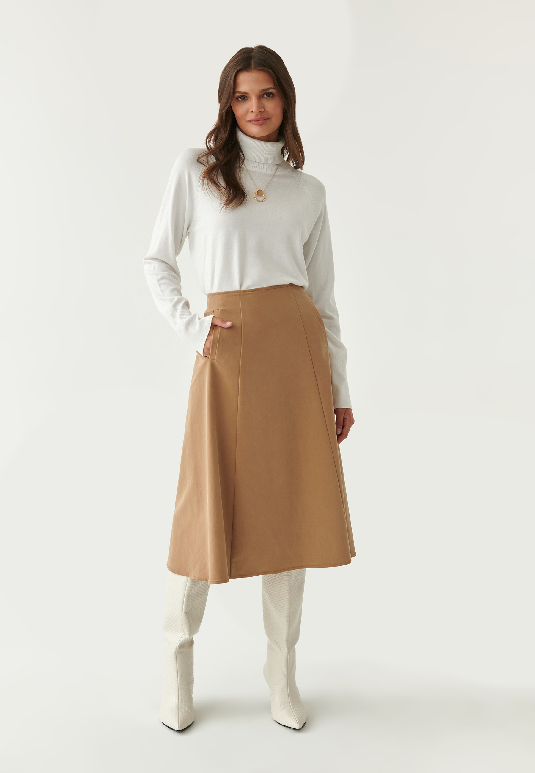 PANELOWA SPÓDNICA DAMSKA WEGA BEŻOWY 2