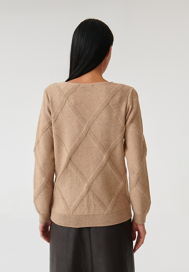 LADIES’ SWEATER WITH DIAMOND PATTERN BUMO LADIES’ SWEATER WITH DIAMOND PATTERN BUMO BEIGE 4