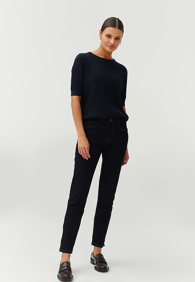 LADIES’ TAILORED DARK DENIM JEANS - RENA LADIES’ TAILORED DARK DENIM JEANS - RENA GRANATOWY 1
