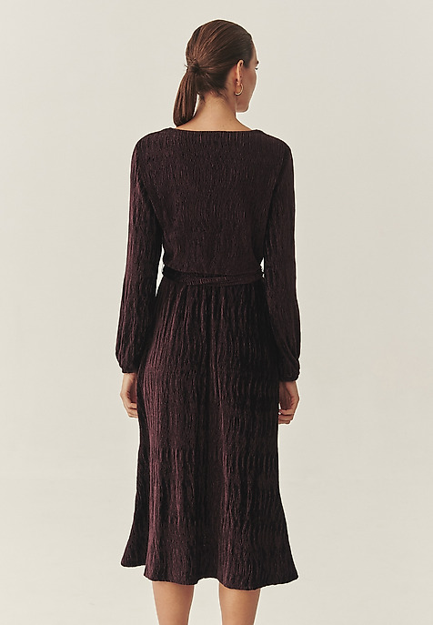 WELUROWA SUKIENKA MIDI - KRESE 1 CZERWONY 2