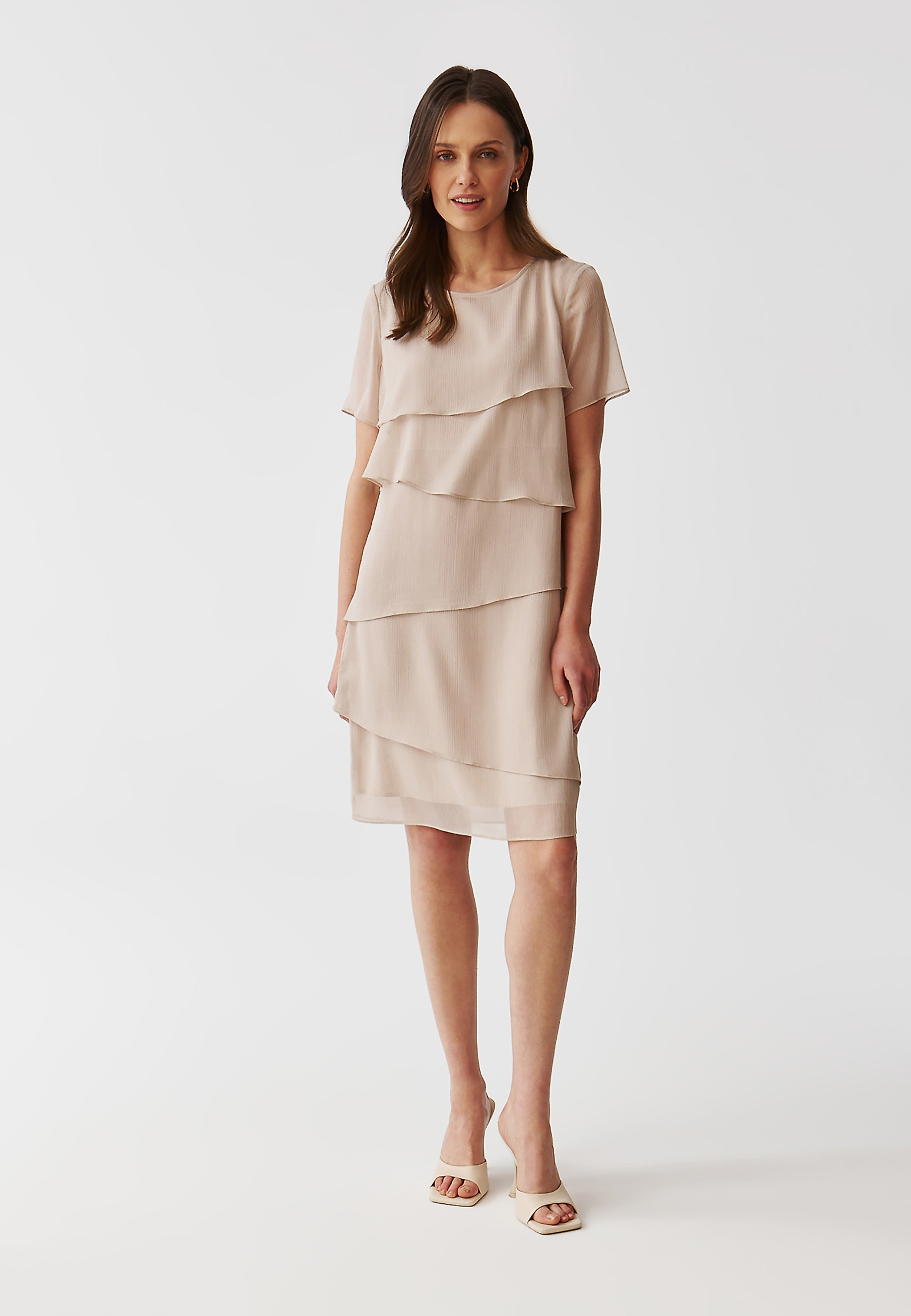 ROCHIE ORIGINALĂ STRATIFICATĂ, CU STRĂLUCIRE DELICATĂ - PALMI ROCHIE ORIGINALĂ STRATIFICATĂ, CU STRĂLUCIRE DELICATĂ - PALMI BEJ 96576