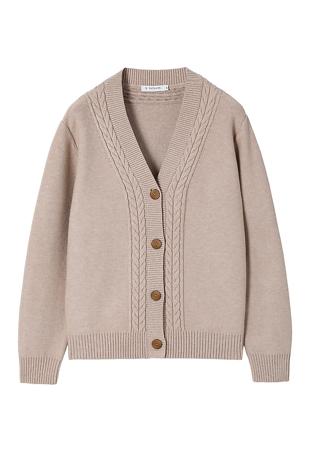 SWETER DAMSKI Z GUZIKAMI I WARKOCZOWYM WZOREM — LILAC SWETER DAMSKI Z GUZIKAMI I WARKOCZOWYM WZOREM — LILAC BEŻOWY 6