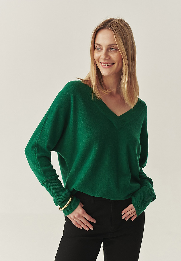 CASUAL JUMPER WITH WOOL AND CASHMERE BLEND - PONNO CASUAL JUMPER WITH WOOL AND CASHMERE BLEND - PONNO GREEN 1