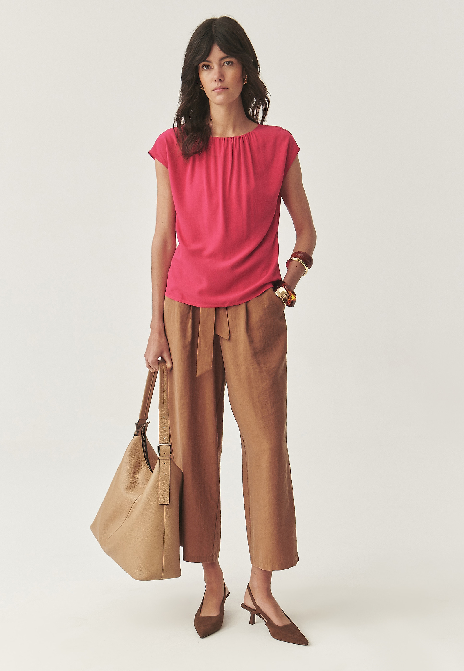 VISCOSE BLOUSE WITH CREASE - AURELIA VISCOSE BLOUSE WITH CREASE - AURELIA PINK 112992