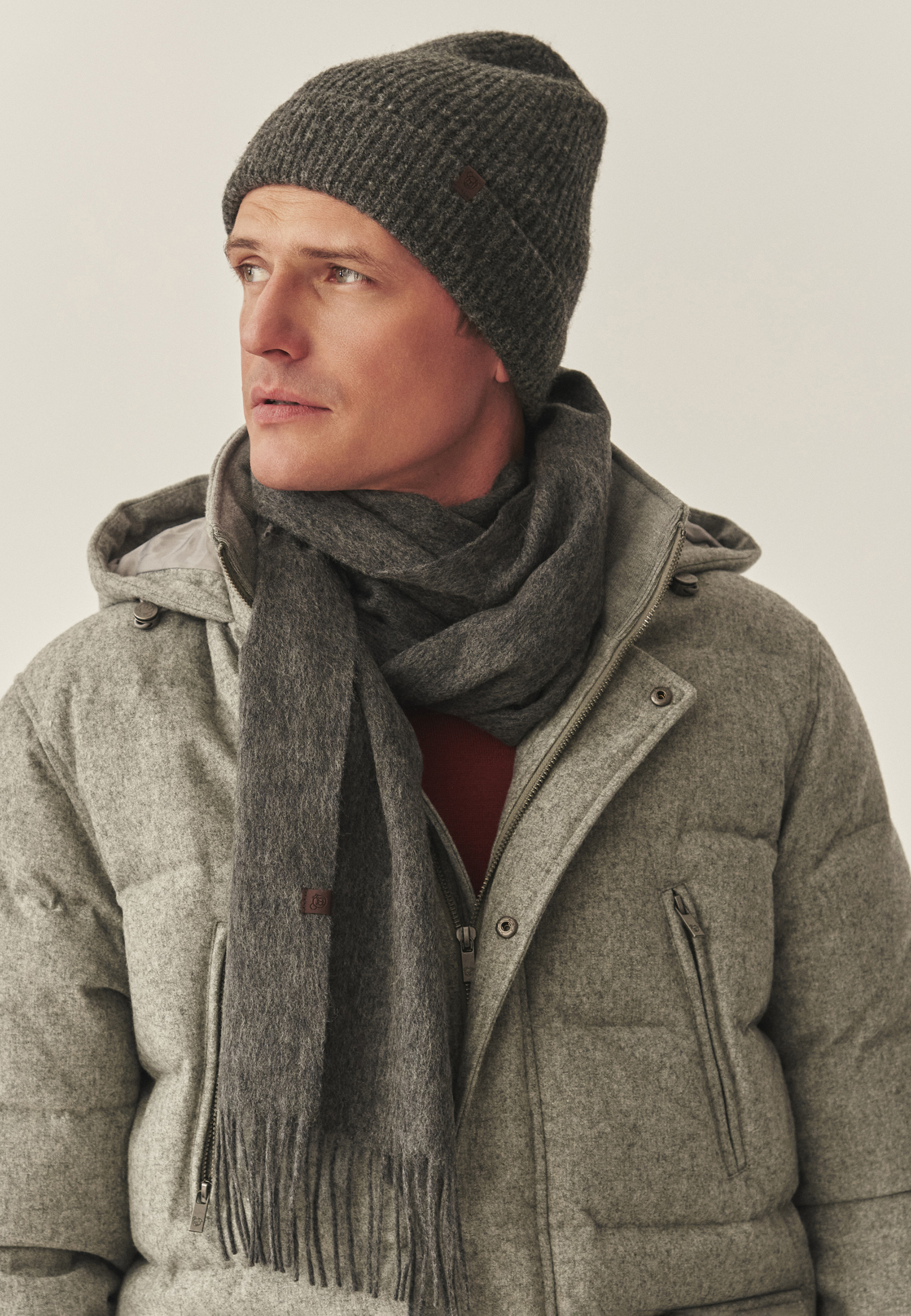 WEŁNIANY SZALIK MĘSKI - CASPIAN SZARY 2