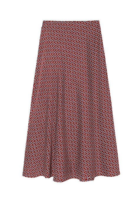 WOVEN MIDI SKIRT WITH SATIN TRIM AND ORIGINAL PATTERN — SATINI 2 MULTICOLOR 2