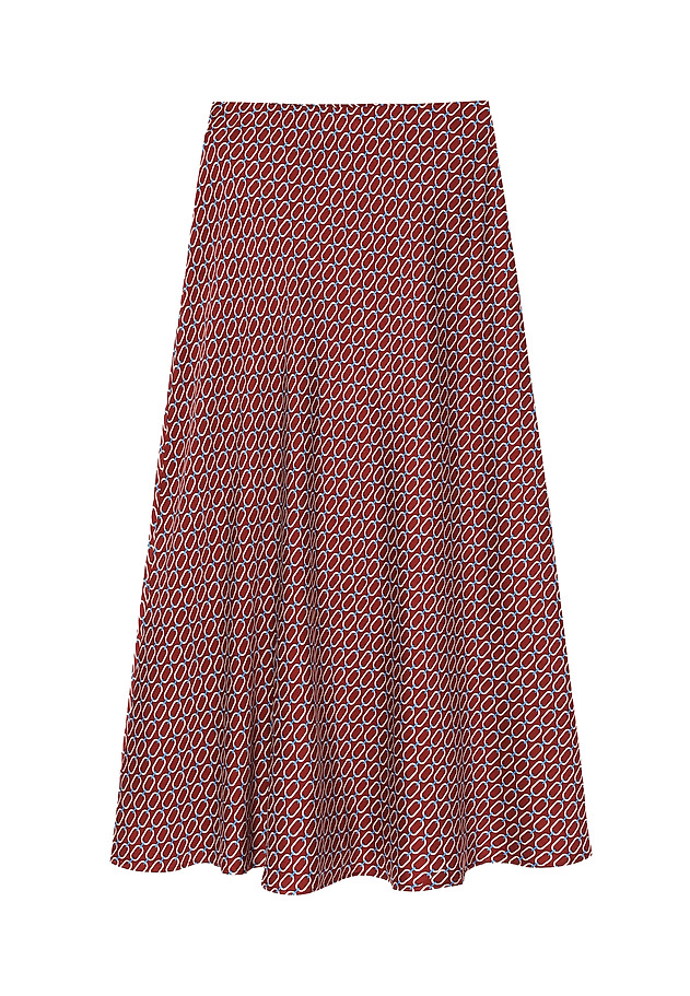 WOVEN MIDI SKIRT WITH SATIN TRIM AND ORIGINAL PATTERN — SATINI 2 WOVEN MIDI SKIRT WITH SATIN TRIM AND ORIGINAL PATTERN — SATINI 2 MULTIKOLOR 4