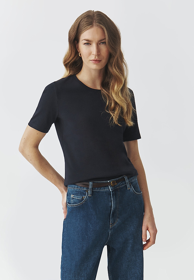 COTTON SHORT SLEEVE T-SHIRT — KIRI COTTON SHORT SLEEVE T-SHIRT — KIRI GRANATOWY 4