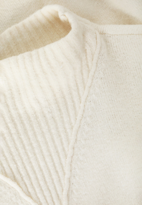 LADIES' LOOSE-FITTING JUMPER WITH HALF TURTLENECK AND STRUCTURED EMBELLISHMENT — PARKER ECRU 2