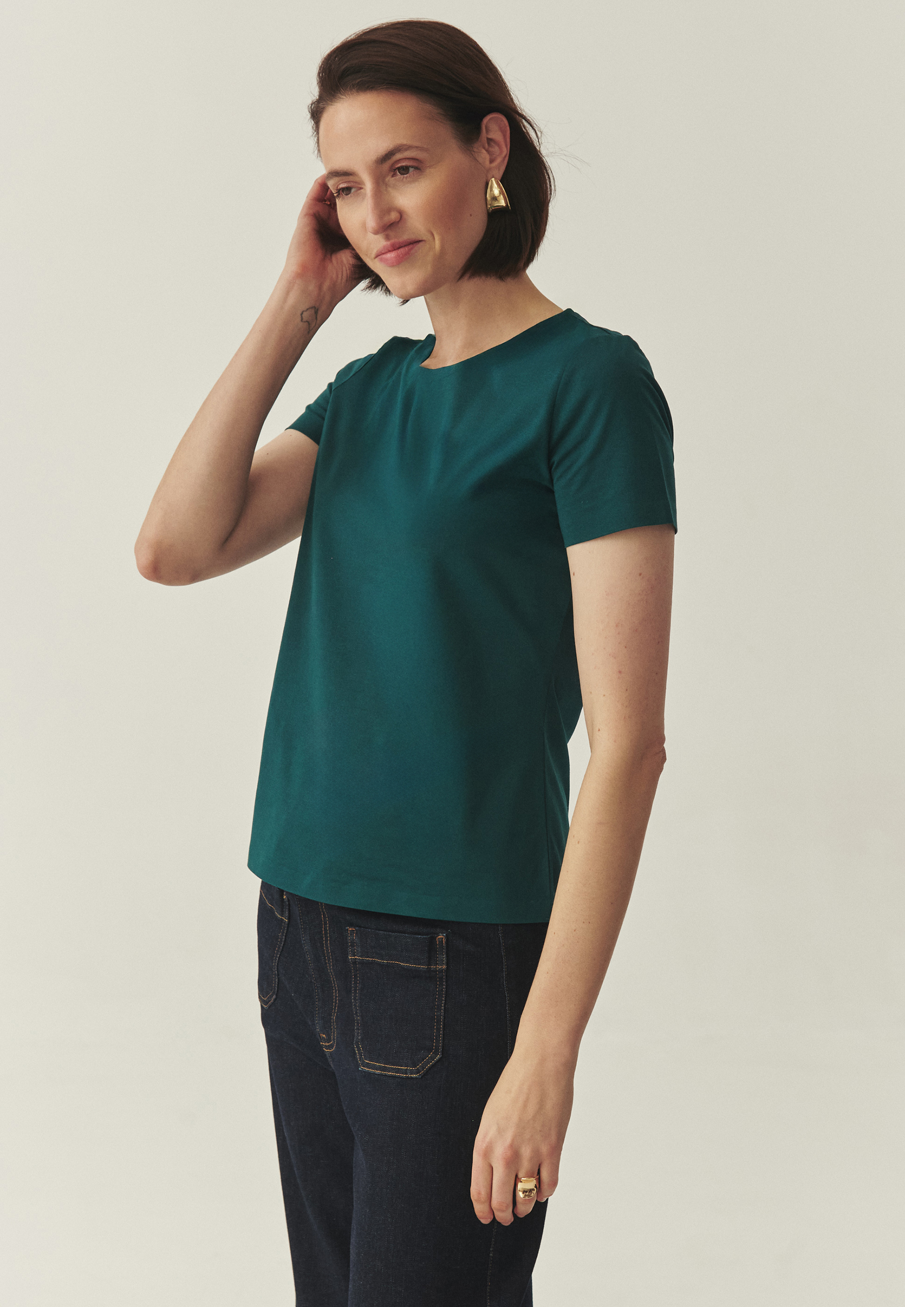 BEZSZWOWA BLUZKA Z BAWEŁNĄ - MIKAJA 4 ZIELONY 2