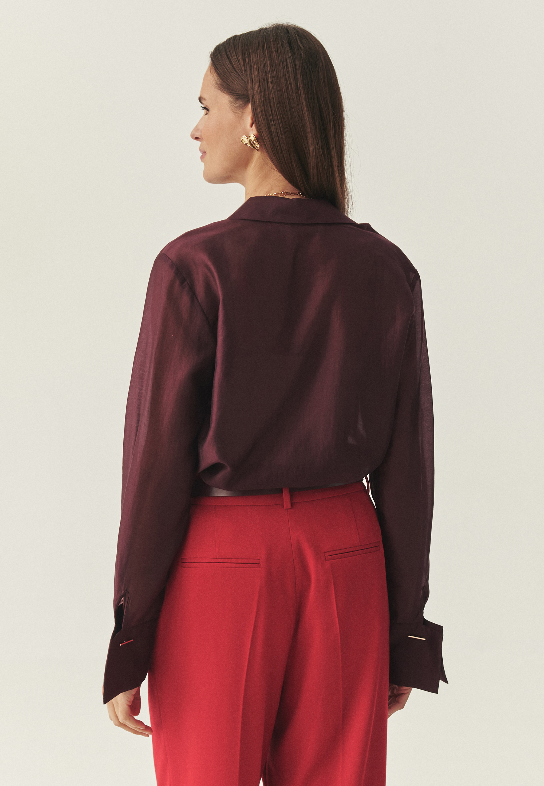 ELEGANCKA KOSZULA Z LYOCELLEM TENCEL™ - BERRY CZERWONY 2