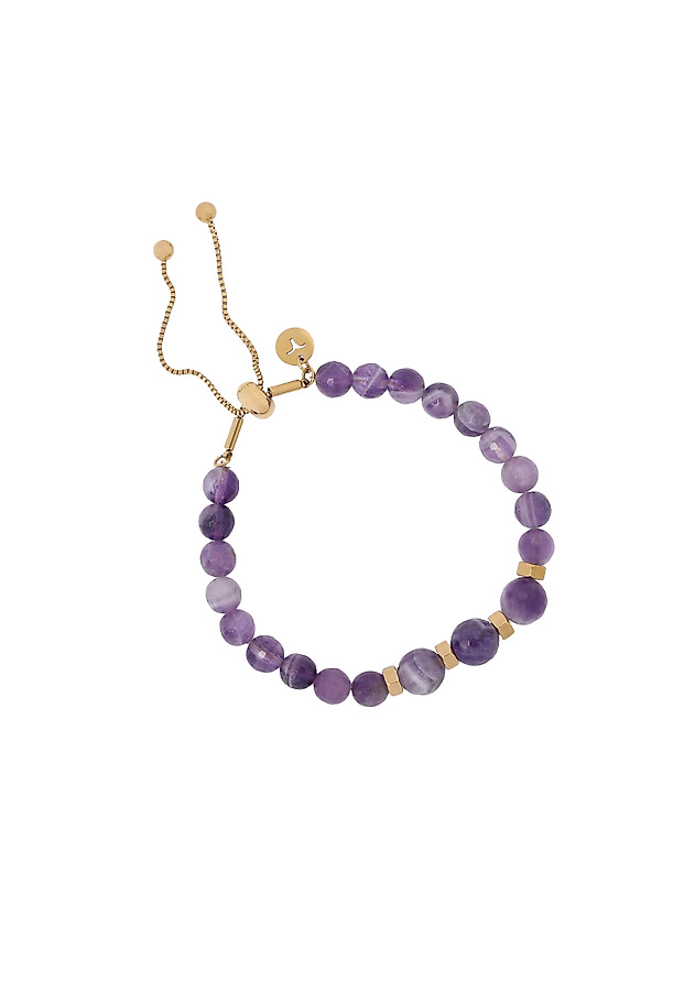 AMETHYST BRACELET WITH GOLD ACCENTS — SEZA AMETHYST BRACELET WITH GOLD ACCENTS — SEZA PURPLE 2