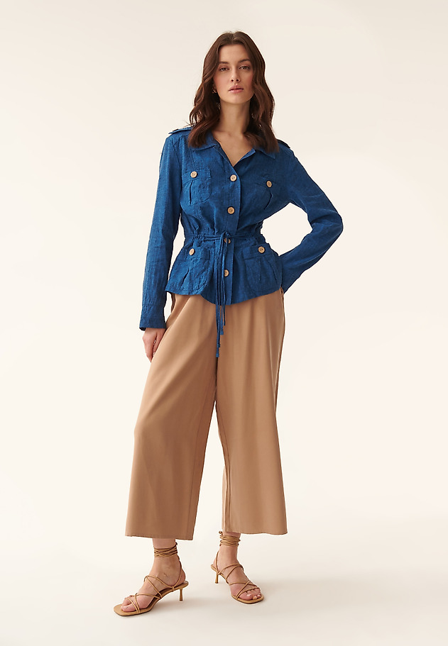LADIES' LONG SLEEVE BLAZER LENO LADIES' LONG SLEEVE BLAZER LENO GRANATOWY 2