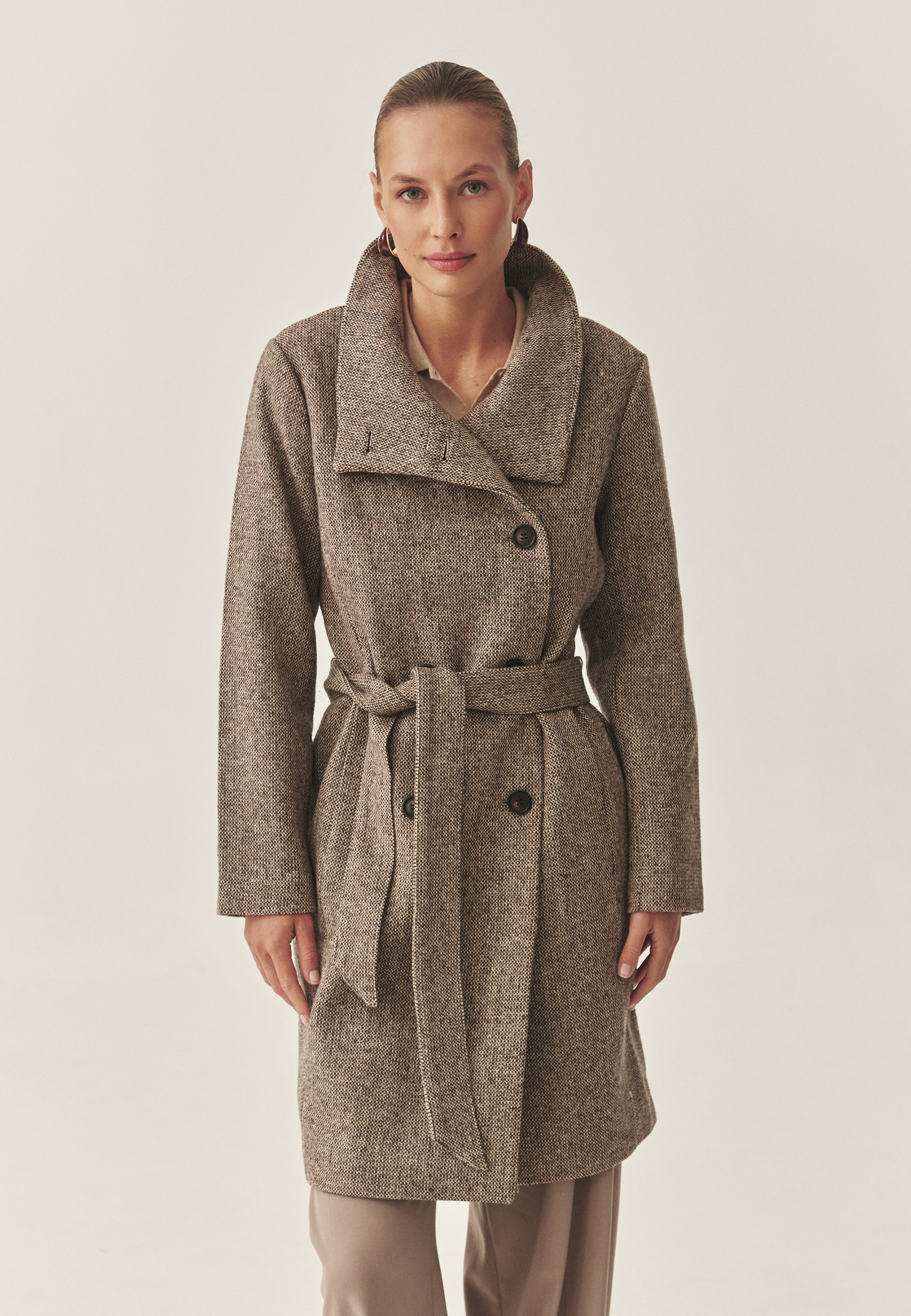 PALTON DE DAMĂ, DIN ȚESĂTURĂ CU MODEL MELANGE - DARKIA MULTICOLOR 2